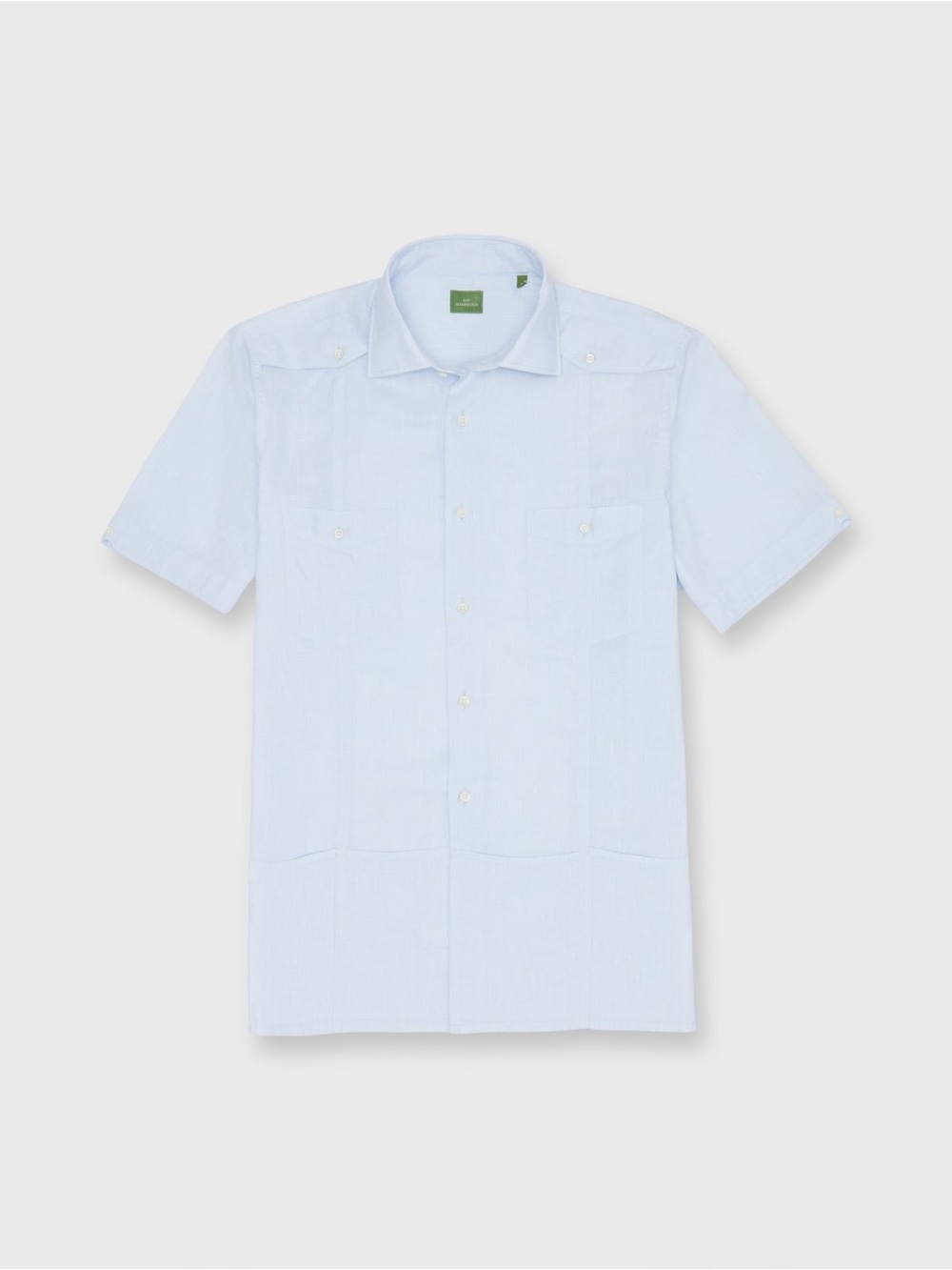 Sid Mashburn Guayabera Shirt With Hem Pockets Sky Cotolino Small